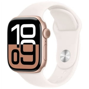 Restored Apple Watch Series 10 [GPS 42mm] Smartwatch with Rose Gold Aluminum Case and Light Blush Sport Band (S/M) - Refurbished Fair