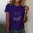 thumbnail image 2 of LUOGENLI T-shirts pour Femme pour Femmes T-shirts Décontractés de Pâques pour Femmes Mignon Lapin et Fleur Imprimé Col Rond Manches Courtes T-Shirt Ample Blouse Hauts 4TG T-shirts pour Femmes T-shirts Graphiques Vêtements d'Été Violet G, 2 of 5