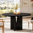 thumbnail image 1 of Fnova 39.37" Modern Round Dining Table for 4 with Wood Tabletop, Kitchen Table for Dining Room, Black, 1 of 12