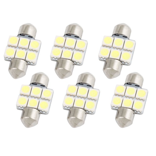 Unique Bargains 6Pcs 31mm 5050 SMD 6 LED White Festoon Dome Map Reading Light 3175 3021 Internal