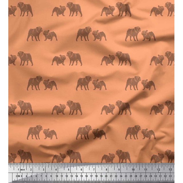 Soimoi Tissu Crêpe Polyester Imprimé Taureau 1 Yard 52 Pouces de Large