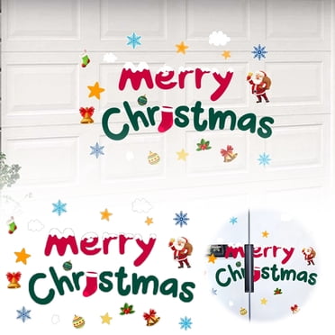 WMQPNNS Nouveaux Autocollants Tendance pour Porte de Garage 32 Pcs Grande Porte Joyeux avec Père Noël et Coloré pour Extérieur Vacances Offres du Jour Liquidation