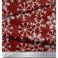 thumbnail image 3 of Soimoi Red Rayon Fabric Snow Flakes Floral Printed Fabric 1 Yard 56 Inch Wide, 3 of 5