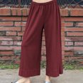 thumbnail image 2 of Birdeem Fashion Womens Spring and Summer Versatile Wide Leg Cotton Linen Elastic Waist Solid Color Wide Leg Pants, 2 of 6