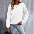 thumbnail image 2 of Sentmoon Tenues d'Automne pour Femmes Col Rond Manches Longues Hauts pour Femmes Manches Longues Respirant Ample Couleur Unie Vêtements d'Automne pour Femmes Ravissant pour les Vacances Blanc m, 2 of 7