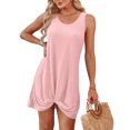 thumbnail image 4 of Ovzne Robes pour Femmes Robe Mode pour Femmes Décontractée Plissée Couleur Unie Été Sans Manches à Col Rond Robe de Vacances Liquidation, 4 of 7