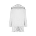 thumbnail image 4 of Qertyioot Tendances Femmes Ensemble de Pyjama Décontracté Ample Col en V Manches Longues+shorts, 4 of 5