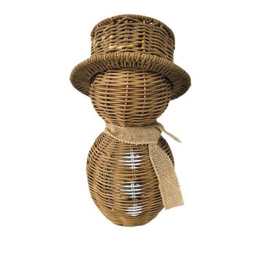 braveheart Wicker Snowman Decoration Handmade Weaving Ornament Rattan Snowmen Sturdy Structure Gift - for Farmhouse, Kitchen, and L