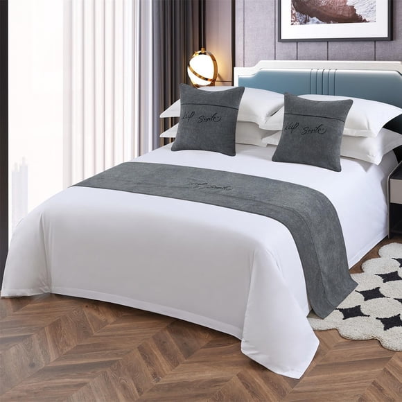 Yokqexz Bed Scarf Bed Runners for King Queen Size Gray Lines Bedding Cover Blankets Bedspread Decor Throw for Hotel Bedroom Decorations Protection(A-Gray,50 * 50cm(No core))