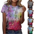 thumbnail image 1 of Économies du Printemps! CEHVOM T-Shirts Graphiques Floraux pour Femmes, T-Shirt à Manches Courtes Boho à Imprimé Teinture sur Nœuds Floral pour Femmes, Col Rond Ample Décontracté d'Été Décontracté Ample Basique Confortable T-Shirts Boho Hauts 2023, 1 of 5