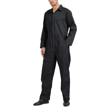 TOPTIE Combinaison à Manches Longues pour Homme, Combinaison Dos Ouvert Coupe Décontractée, Tenue de Travail, Combinaison Noire