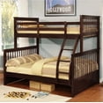 thumbnail image 1 of Twin over Double (Single over Double), Soild Wood Detachable Bunk Bed- Converts into two Separate Beds- Espresso Colour, 1 of 5