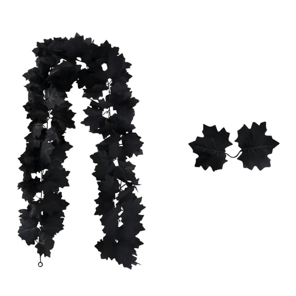 jovati Halloween Decorations Outdoor, Black Maple Leaf Wreath Hanging Garland for Home Party Indoor Wall Staircase Porch Decor with Hooks