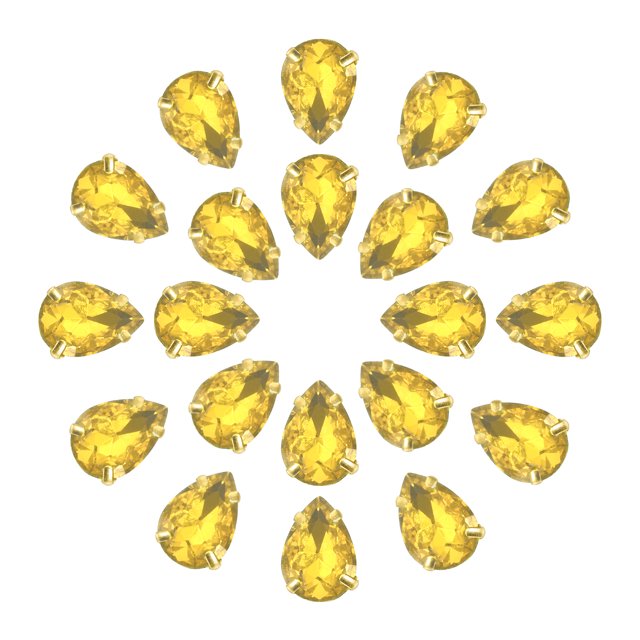 Unique Bargains 20Pack Teardrop Sew on Rhinestone - 14x10mm Glass Teardrop Crystal Rhinestones in Gold Prong Setting (Yellow)