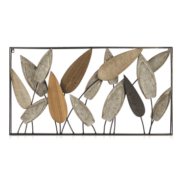 Bouclair Grey Leaf Wood & Metal Wall Art 39.3 X 21.3 in (99.82 X 54.1 cm)