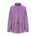 thumbnail image 4 of AherBiu Jackets for Women Button down Long Sleeve Ruched Patchwork Shirts Casual Loose Flowy Fall Outerwear, 4 of 7