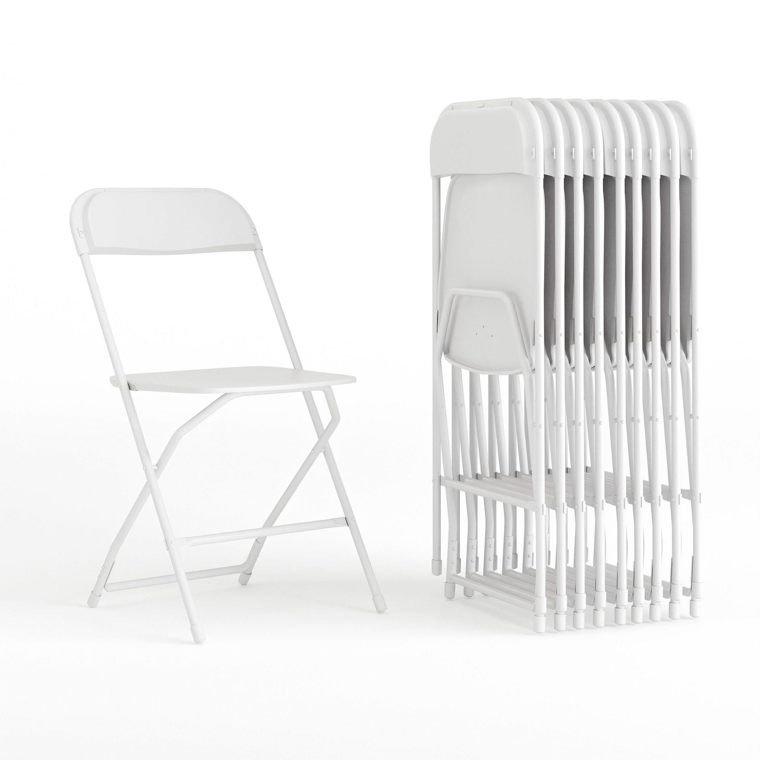 10 Pk. HERCULES Series 650 lb. Capacity Premium White Plastic Folding Chair