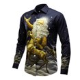 thumbnail image 1 of Kcodviy Pyjama pour Homme de Noël Père Noël Numérique Décontracté à Manches Longues Imprimé 3D à Boutons Col à Revers avec Chat Chemise à Manches Longues pour Homme Haut, 1 of 4