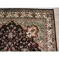 thumbnail image 4 of AHMEDANI Rectangle Area Rug Chocolate Brown Floral Kashaan Hand Knotted Wool Silk Carpet (9 X 6)', 4 of 9