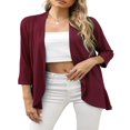 thumbnail image 1 of Womens Lightweight Open Front Cardigans 3/4 Sleeve Ruffled Hem Roomy Casual Cardigan Without Button, 1 of 6