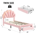 thumbnail image 2 of Homfa Twin Bed Frame with LED Light & Storage Drawer, Upholstered Platform Bed with Adjustable Petal Headboard, Pink Velvet, 2 of 8
