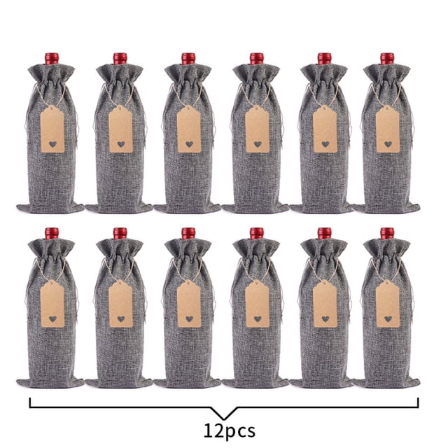 Linen Wine Bottle Bag Set Wine Bottle Set Linen Tag Red Wine Packaging Bag