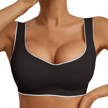 B91xZ Comfy Sports Bras for Women Seamless Wireless Sleep Bra Workout Yoga Bra,Black XXL