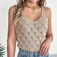 thumbnail image 2 of Mrat Racerback Tank Tops Débardeurs à Dos Nageur pour Femmes Été Décontracté Couleur Unie Col Rond Ajouré Sans Manches Tricotés Débardeurs de Vacances Débardeurs de Course pour Femmes P-389 Kaki P, 2 of 8