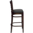 thumbnail image 3 of HERCULES Series Ladder Back Walnut Wood Restaurant Barstool - Black Vinyl Seat, 3 of 9