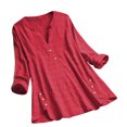 thumbnail image 1 of Betiyuaoe T-Shirts pour Femmes Hauts Décontractés Manches Courtes Col en V Chandail en Molleton Blouse Tee Shirt Haut, 1 of 4