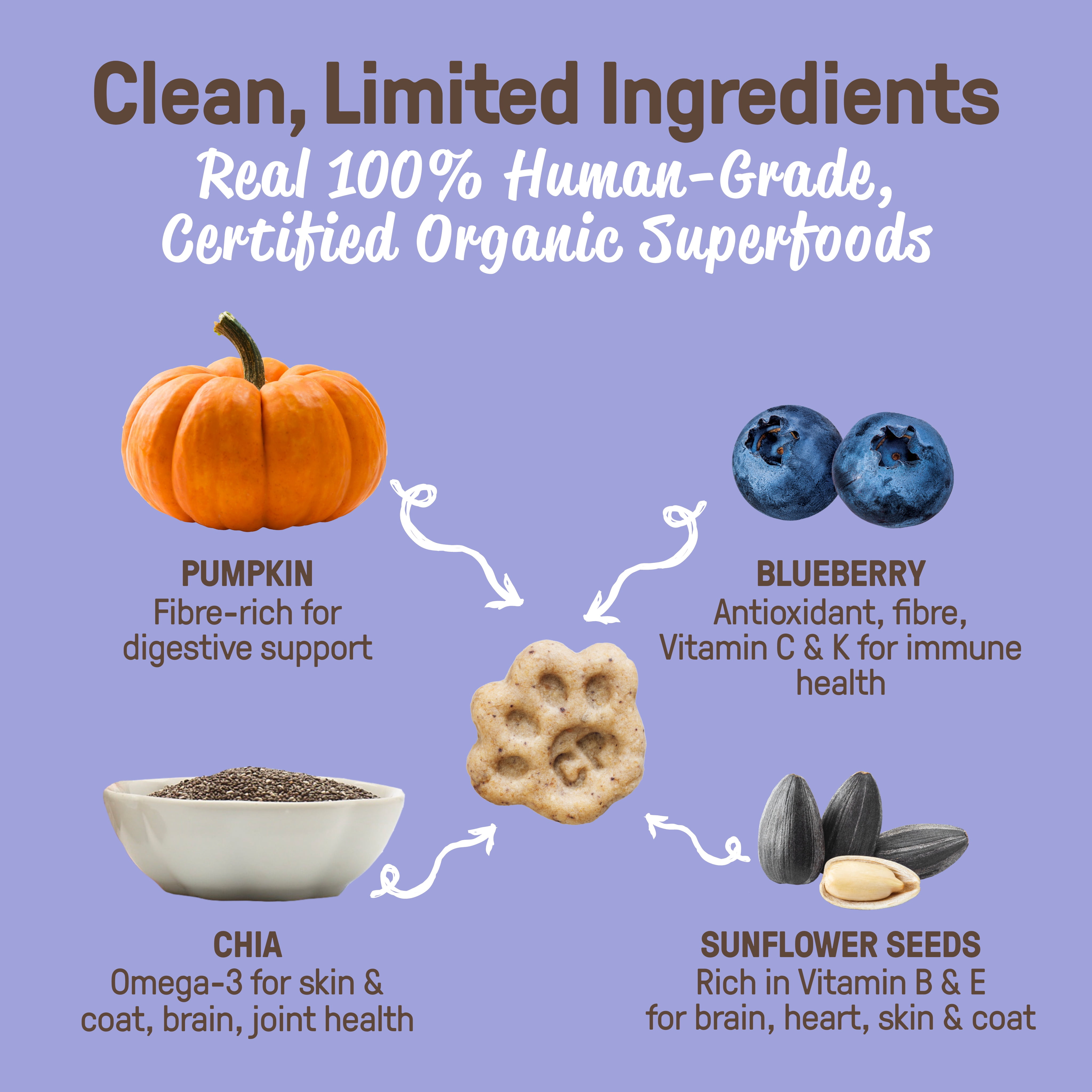 COOKIE PAL Blueberry & Pumpkin Soft Baked Bites, Human Grade, Organic Dog Treats 500g