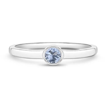 Bague en Argent Sterling 925 avec Pierre de Naissance Topaze Bleue Simulée en Oxydes de Zirconium pour Tout-Petits Taille 3