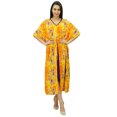 thumbnail image 2 of Bimba Exclusive Rayon Kaftan Chic Coverup Dress Drawstring Waist Night Wear, 2 of 8