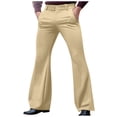 thumbnail image 1 of Xuniizn Mens Dress Pants, Solid Color Zipper Button Stretch Flared Pants with Pockets, Business Fashion Comfortable Formal Suit Trousers, 1 of 7