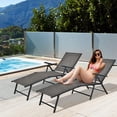 thumbnail image 1 of Gymax Ensemble de 2 Chaises Longues d'Extérieur Réglables pour Patio, Fauteuils Inclinables Pliants Gris, 1 of 10