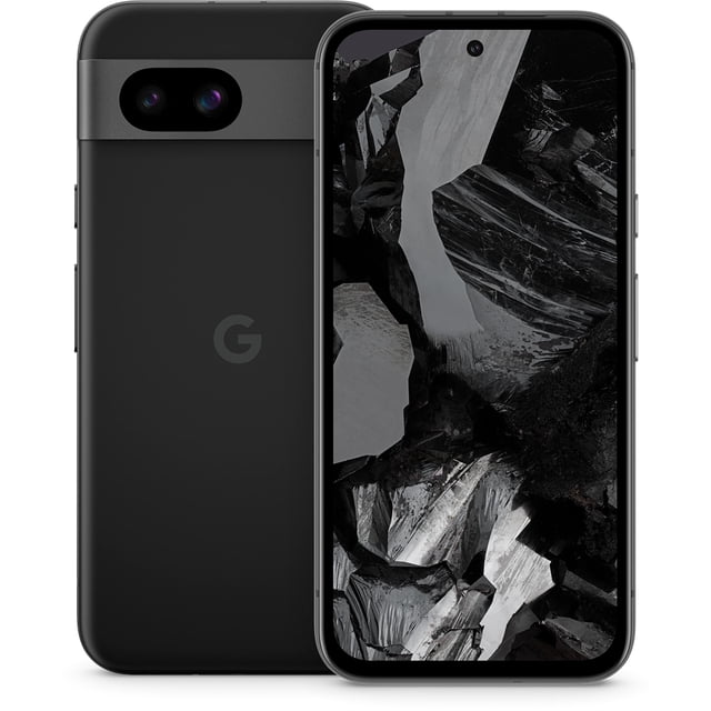 Restored Google Pixel 8a unlocked smartphone in like-new condition, showcasing a black finish with a dual-camera system on the back and a centered front-facing display. Equipped with the Google Tensor G3 chip for AI-powered features like photo enhancement, call screening, and live translation. Durable design with IP67 protection and Corning Gorilla Glass 3, ideal for unlocked phone users seeking reliability and advanced functionality.