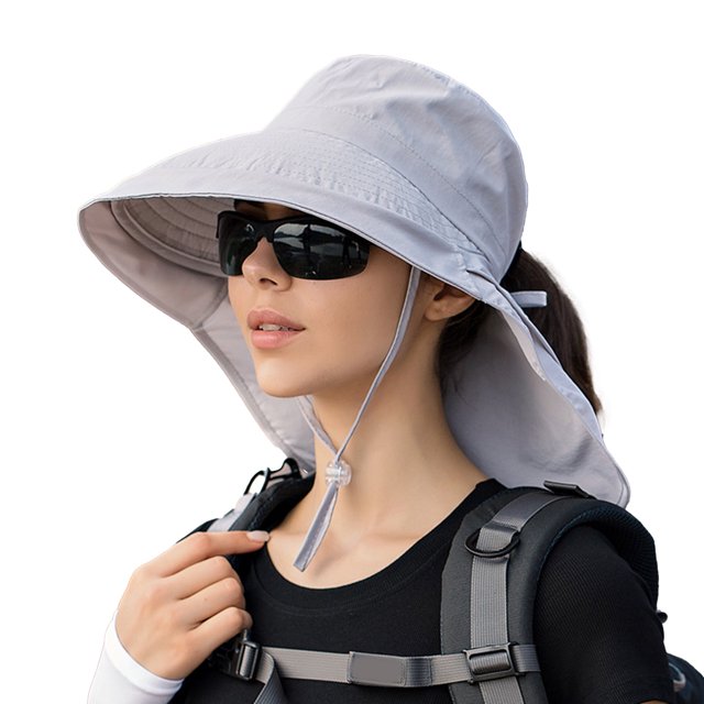 CSChome Fisherman Hat Wide Brim Shawl Design Windproof Fisherman Hat Lightweight Ponytail Visor Hat
