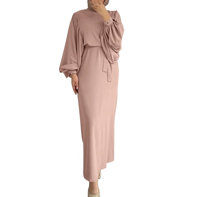 Kcodviy Robe à Manches Longues pour Femmes Muslim, Robe à Manches Longues pour Femmes, Vêtements de Prière, Robes pour Femmes, Petites Manches de Hijab pour Femmes, Foulards de Hijab pour Femmes, Nouveau Hijab en Coton