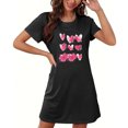 thumbnail image 4 of Pyjama Grande Taille pour Femmes Robes de Nuit pour Femmes Robe de Sommeil à Imprimé Cœur Manches Courtes Col Rond Chemise de Nuit Confort Robe de Pyjama Tenue de Nuit T-Shirt Tenue d'Intérieur Robe de Maison Femmes Robe de Pyjama Noir TG, 4 of 5