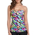thumbnail image 1 of RELLECIGA Women's Ruched Bandeau Tankini Top Swimsuits, 1 of 7