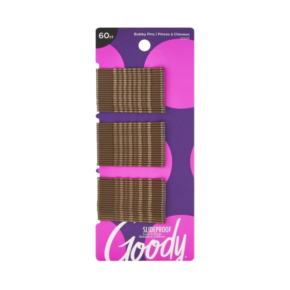 Goody Ouchless Bobby Pins, Slide-Proof Black Hair Pins, 60 Ct