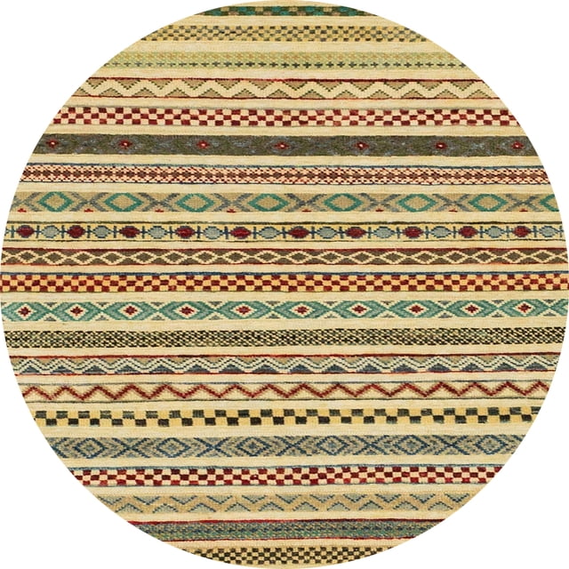 Ahgly Company Tapis d'Intérieur Ronds Abstraits Chrome Or Jaune Abstraits pour Aire, 5 Pieds Rond