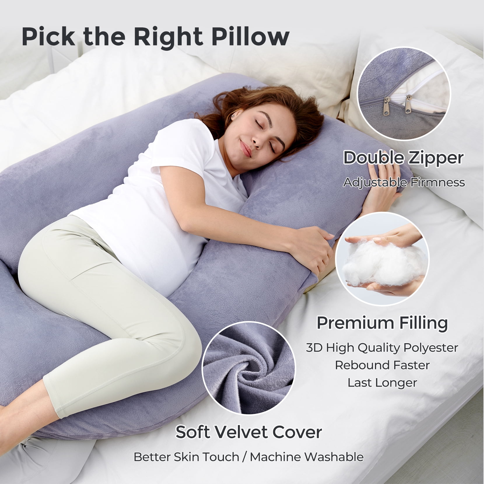 Momcozy U Shaped Pregnancy Pillow-Huggable