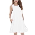 thumbnail image 1 of Yuyuzo Robes Midi d'Été pour Filles Amples Décontractées Sans Manches Mignonnes Ligne A Fluides Robe d'Été avec Poches, 1 of 7