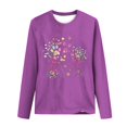 thumbnail image 4 of Pisexur Hauts d'Automne pour Femmes Mode Mignon T-Shirt Imprimé Graphique Hauts Col Rond Manches Longues Chemises pour Femmes Habillées Décontractées Sorties Hauts Confort Polyvalents Légers T-Shirts, 4 of 5