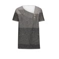 thumbnail image 4 of FAIWAD Women Summer Tops Short Sleeve Irregular V Neck Button T-Shirts Geometric Color Block Print Tees Blouses, 4 of 5