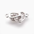 thumbnail image 2 of SNNROO 5Set Brass Micro Pave Cubic Zirconia Fold Over Clasps Flat Round Clear Real Platinum Plated 32mm Inner  4.5mm, 2 of 3