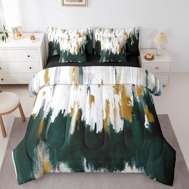 YST Modern Graffiti 7-Piece Comforter Set, Contemporary Abstract Design, King