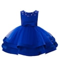 thumbnail image 1 of MIASHUI Robe de Concours pour Filles, Robe de Fête à Volants avec Fleurs, Robe de Bal de Mariage pour Enfants, Robe de Princesse Formelle, Bleu, 6-12 Mois, 1 of 8