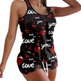 thumbnail image 2 of Mikilon Ensemble de Pyjama pour Femme de la Saint-Valentin à Imprimé Amour, Taille Élastique, Short, 2 of 9